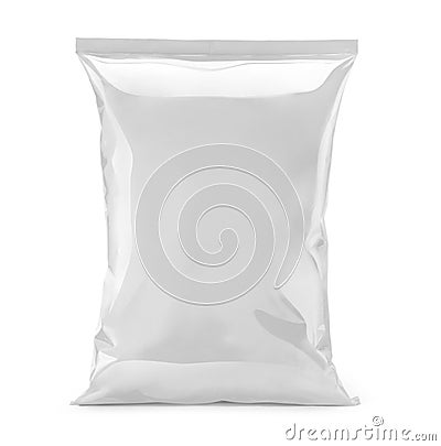 Blank or white plastic bag snack packaging isolated on white Stock Photo
