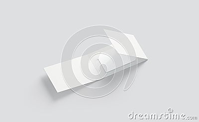 Blank white plastic card mockup inside opened paper booklet holder Stock Photo