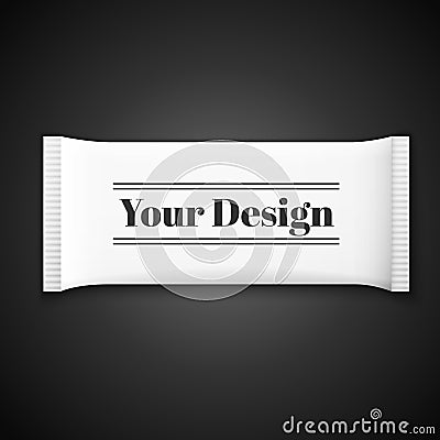 Blank white plastic sachet for medicine, condoms Vector Illustration