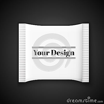 Blank white plastic sachet for medicine, condoms Vector Illustration