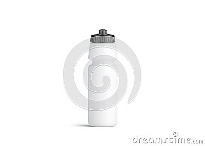 Blank white plastic sport bottle mockup, front view, isolated Stock Photo