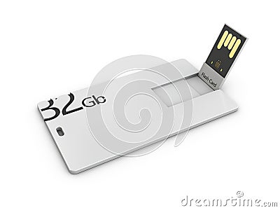 Blank white plastic usb card mockup, 3d Illustration. Visiting flash drive namecard mock up Stock Photo