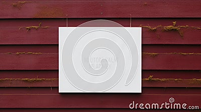 White Flannel Sign Mockup On Maroon Background Stock Photo