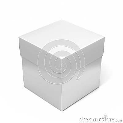 Blank White Product Package square box Container. 3D Illustration Stock Photo