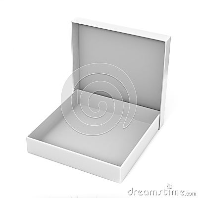 Blank White Product Package thin square open box Container. 3D Illustration Stock Photo