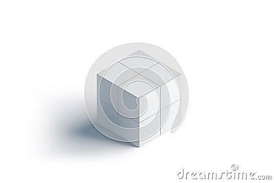 Blank white promotional magic cube mockup, stand isolated, Stock Photo