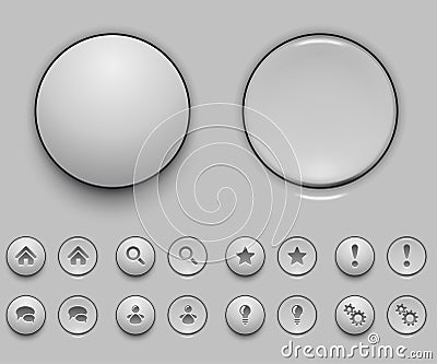 Blank white push button template Vector Illustration