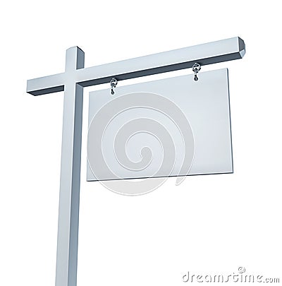 Blank White Real Estate Sign Stock Photo