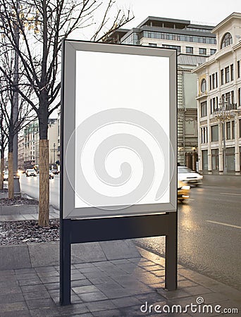 Blank white rectangular pylon stand on street mockup Stock Photo