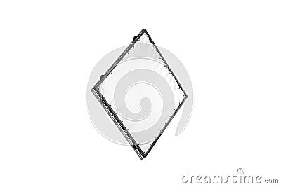 Blank white rhombus stretching banner with grip frame mockup, isolated Stock Photo