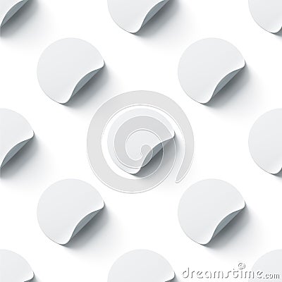 Blank white round adhesive stickers mock up with bent corners Stock Photo