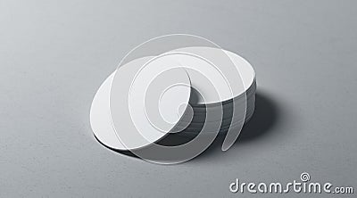 Blank white round beer coasters stack mockup on textured surface Stock Photo