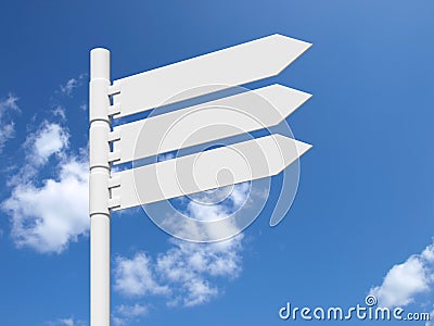 Blank white sign on a blue cloudy sky. Stock Photo