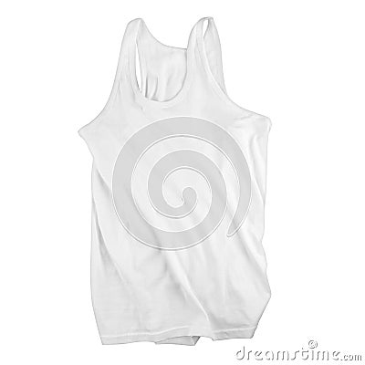 Blank white sleeveless T-shirt isolated on white background, for your design mockup for print. Stock Photo