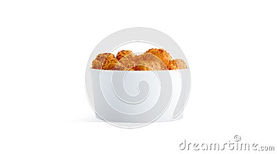 Blank white small food bucket with chicken wings mockup isolated Stock Photo