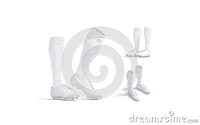 Blank white soccer boots with socks mockup, different views Stock Photo