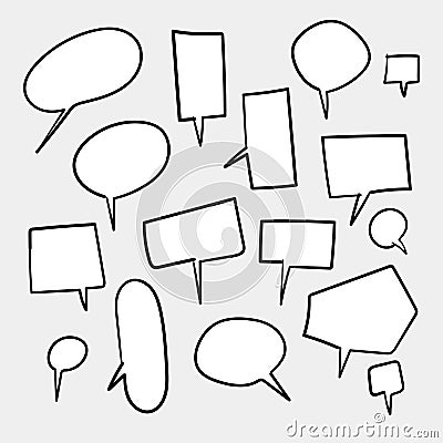 Blank white speech bubbles. Thinking balloon talks bubbling chat comment cloud comic retro shouting voice shapes. Vector Illustration