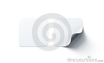 Blank white square adhesive stickers mock up with curved corner Stock Photo