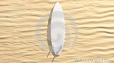 Blank white surfboard with fins lying on sand mockup Stock Photo