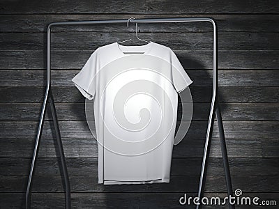 Blank white t-shirt hanging. 3d rendering Stock Photo