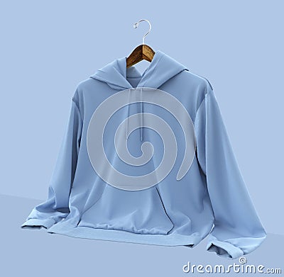 Blank blue hooded sweatshirt mock up Cartoon Illustration