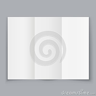 Blank White Trifold Booklet on Grey Background Vector Illustration
