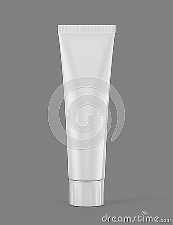 Blank white tube mockup for cream, tooth paste, gel. Empty cosmetic paste plastic packaging Stock Photo