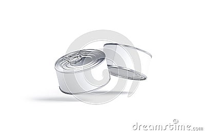 Blank white two aluminum conserve can mockup, no gravity Stock Photo