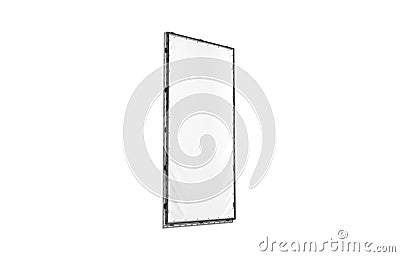 Blank white vertical stretching banner with black grip frame mockup Stock Photo