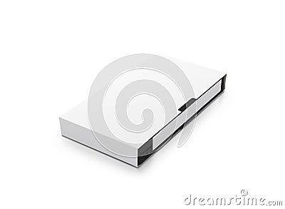 Blank white video cassette tape mock up, isolated, top view, Stock Photo