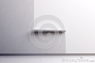 Blank white wallpaper hanging on the wall, design mock up Stock Photo