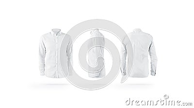 Blank white weared classic mens shirt with sleeve mockup set, Stock Photo