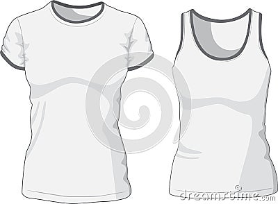 Blank Women's t-shirt and singlet. Vector Vector Illustration