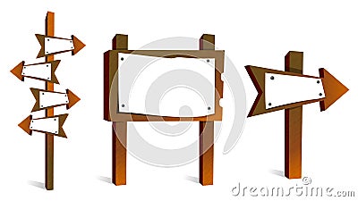 Blank wood signs Vector Illustration