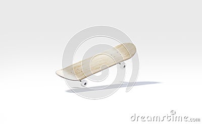 Blank wood skateboard with wheels mockup, no gravity Stock Photo