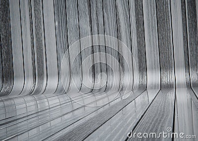 Blank wooden grey floor and wall with round corner Stock Photo