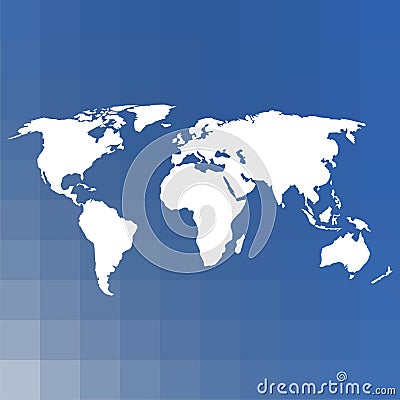 Blank world map, vector illustration on blue background Vector Illustration