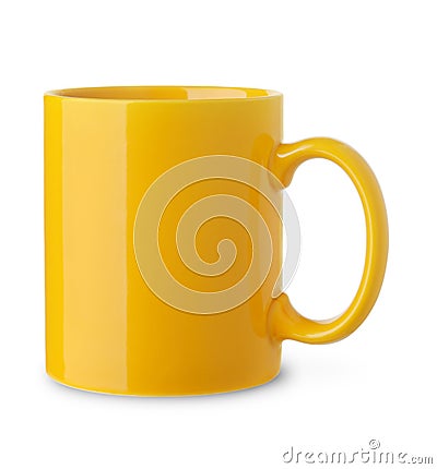 Blank yellow coffee cup Stock Photo