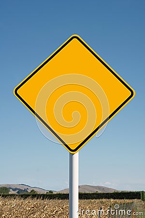 Blank yellow diamond road sign Stock Photo