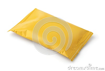 Blank yellow foil food packet Stock Photo