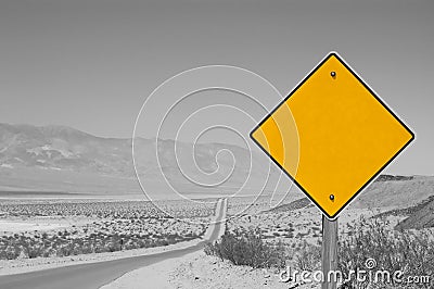 Blank yellow road sign Stock Photo