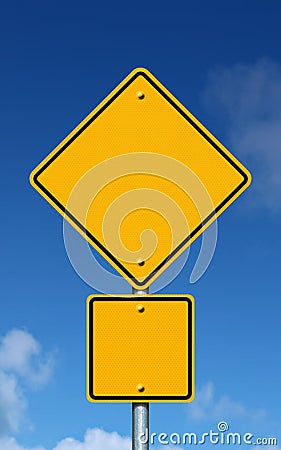 Blank yellow road sign. Stock Photo