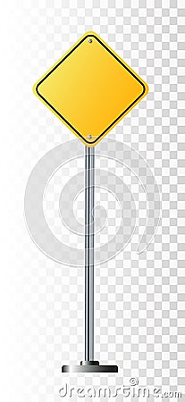 Blank yellow road sign or Empty traffic signs isolated on white background Vector Illustration