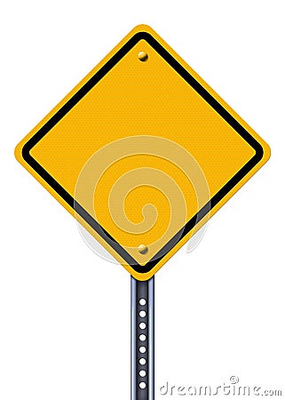 Blank yellow road sign Stock Photo