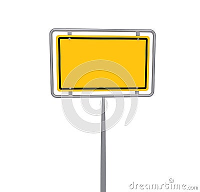 Blank Yellow Sign Metal Pole Stock Photo