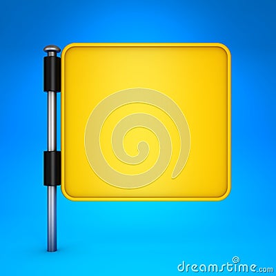 Blank Yellow Square Display on Blue Background. Stock Photo