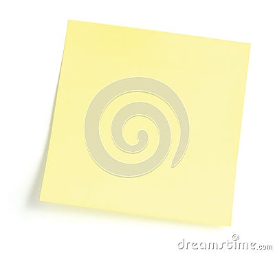 Blank Yellow To-Do List, Isolated Post-It Style Sticker Copy Space, Large Detailed Closeup, Gentle Shadow Stock Photo