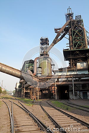 Blast furnace and railway Stock Photo