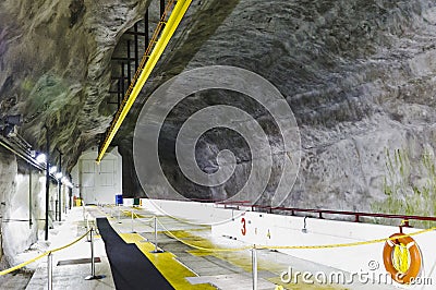 Blasted rock turbine room Editorial Stock Photo