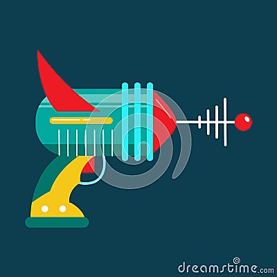 Blaster in cartoon style space laser ray gun Vector Illustration